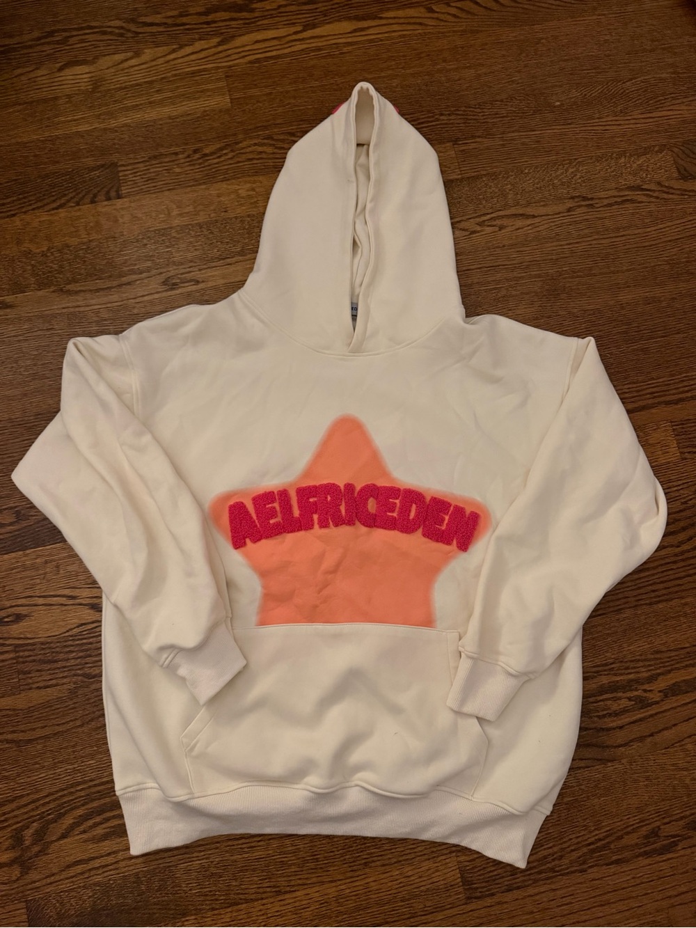 Aelfric Eden White Hoodie with Pink/Orange Star Logo